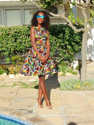 Colourful Crop Top and Flared Skirt Combo