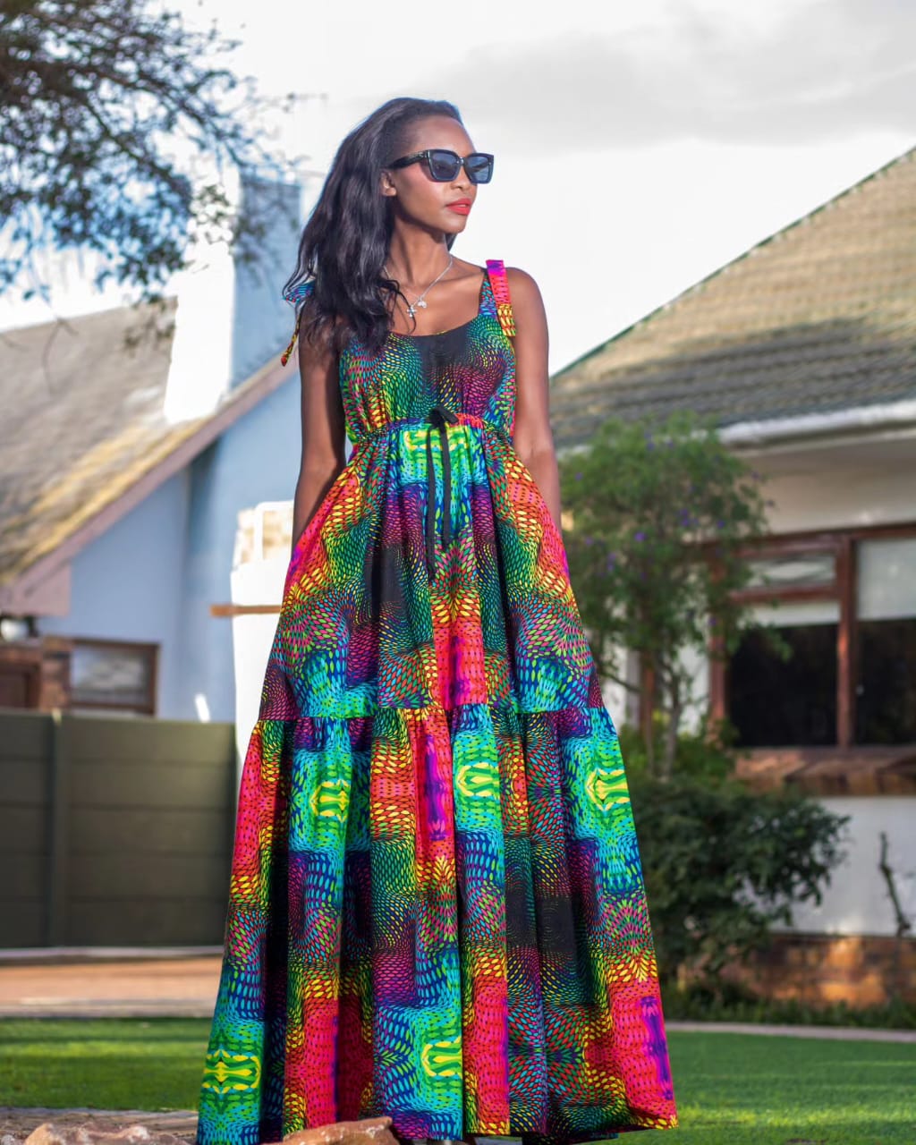 Colourful String Code Maxi Dress